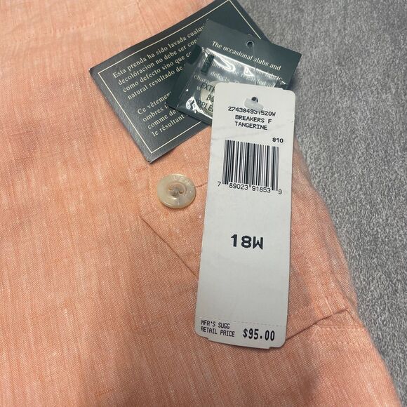 Lauren Ralph Lauren 18W Tangerine 100% Linen Cargo Pockets Beachy Coastal Comfy - Picture 2 of 10